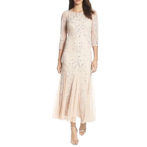 Pisarro Nights 10 Blush Pink Long Formal Party Cruise Sequin Gown $298 NWT - Picture 1 of 16